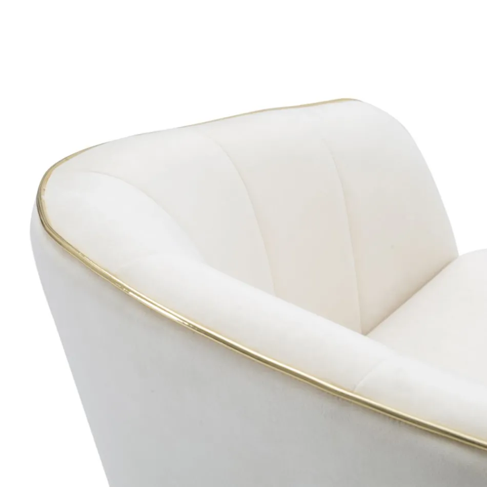 Sillón de salón tapizado en tela con modernas patas de madera - Ezia Viadurini