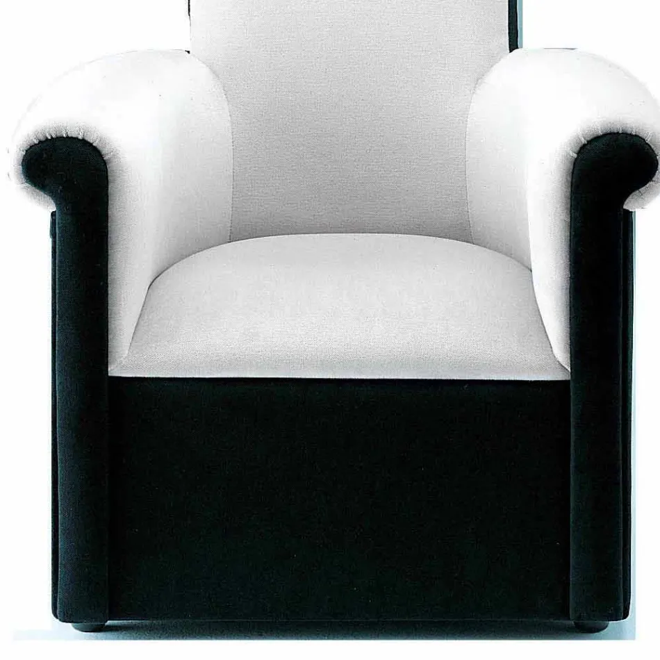 Sillón de salón tapizado en terciopelo blanco y negro Made in Italy - Gedda Viadurini