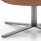 Sillón giratorio de salón en cuero y metal Made in Italy - Mariposa Viadurini