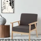 Sillón de Salón en Madera Maciza de Pino y Tela Gris Oscuro - Basílicata Viadurini