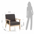 Sillón de Salón en Madera Maciza de Pino y Tela Gris Oscuro - Basílicata Viadurini