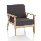 Sillón de Salón en Madera Maciza de Pino y Tela Gris Oscuro - Basílicata Viadurini