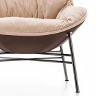 Sillón de salón en cuero y tela con base cromada Made in Italy - Litchi Viadurini