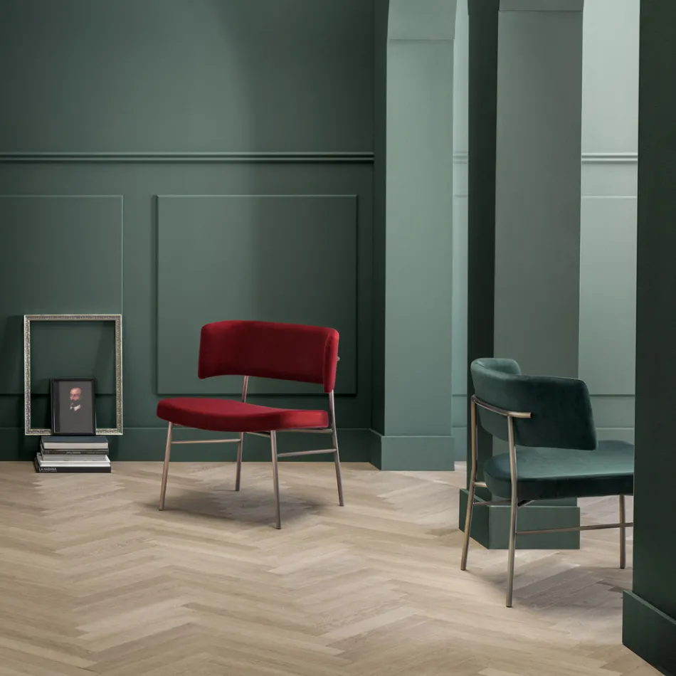 Sillón de Salón de Terciopelo con Estructura de Metal Made in Italy - Alaska Viadurini