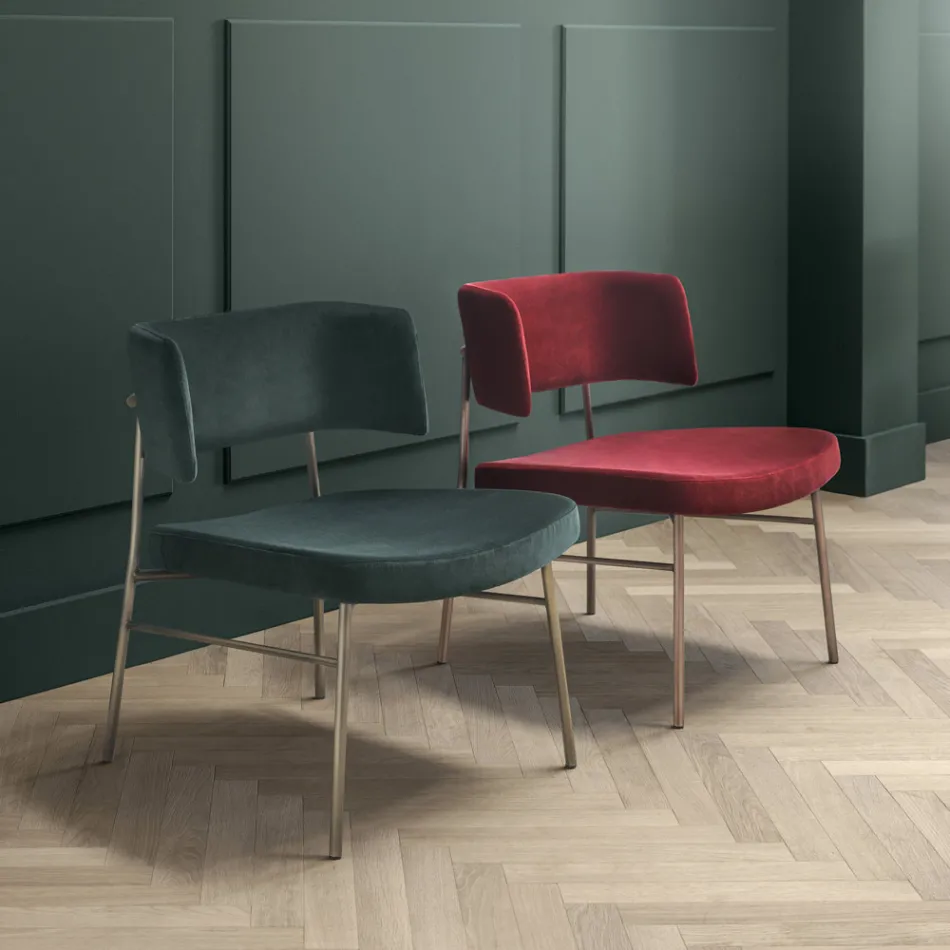 Sillón de Salón de Terciopelo con Estructura de Metal Made in Italy - Alaska Viadurini