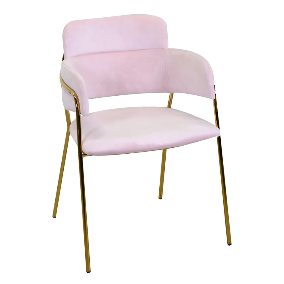 Sillón de salón de metal dorado y terciopelo - Bandera Viadurini