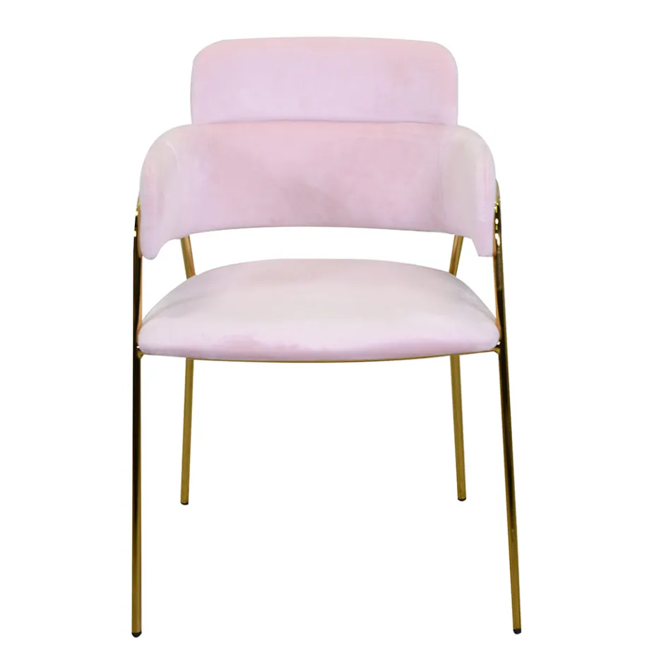 Sillón de salón de metal dorado y terciopelo - Bandera Viadurini