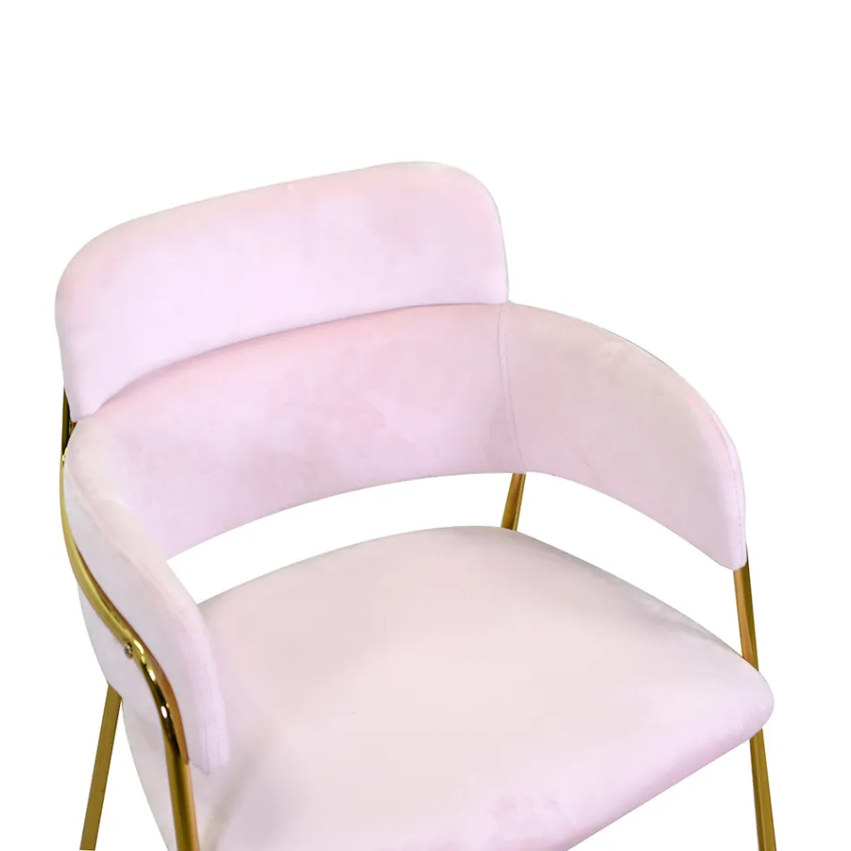 Sillón de salón de metal dorado y terciopelo - Bandera Viadurini