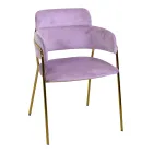 Sillón de salón de metal dorado y terciopelo - Bandera Viadurini