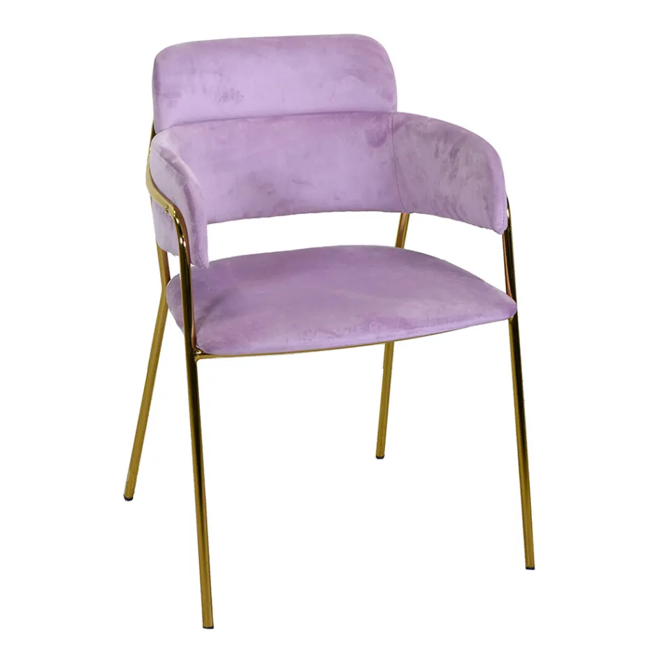 Sillón de salón de metal dorado y terciopelo - Bandera Viadurini