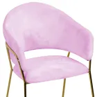 Sillón de salón de metal dorado y terciopelo rosa - Shell Viadurini