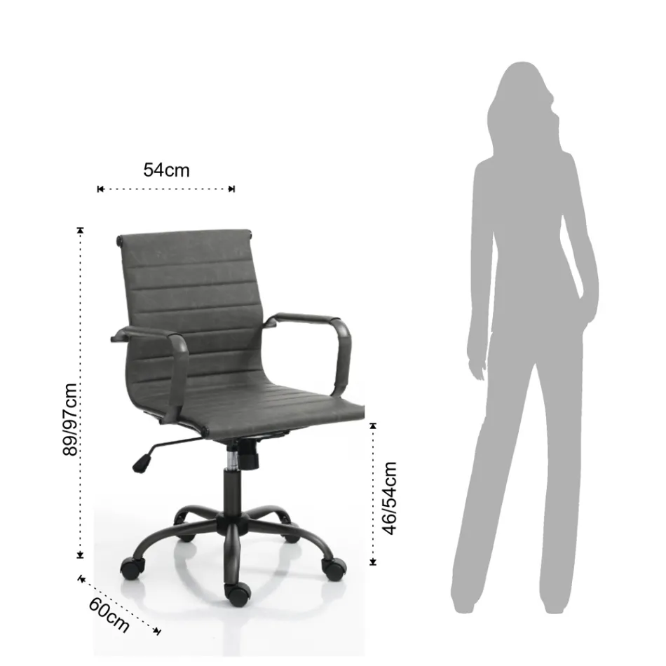 Sillón de Oficina con Respaldo Alto o Bajo - Rubidio Viadurini