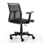 Sillón de oficina giratorio en tejido técnico y malla negra - Daria Viadurini