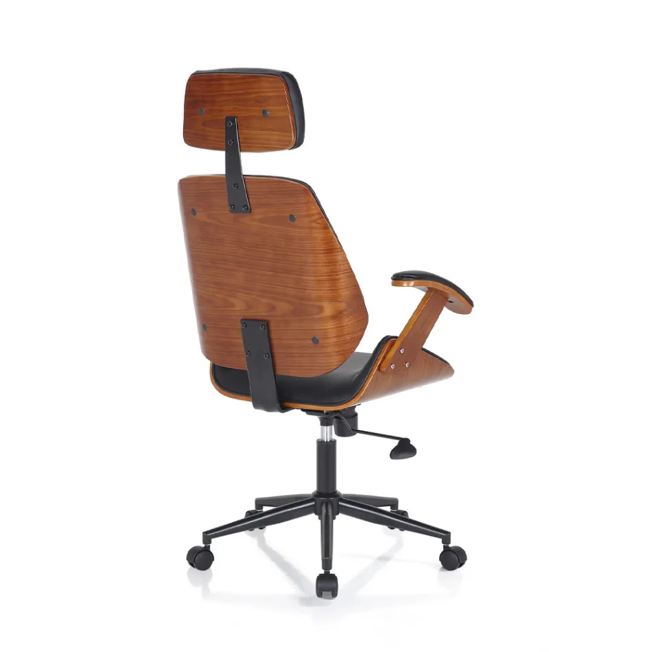 Sillón de Oficina en Madera, Piel Sintética y Metal - Alaccia Viadurini