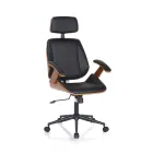 Sillón de Oficina en Madera, Piel Sintética y Metal - Alaccia Viadurini