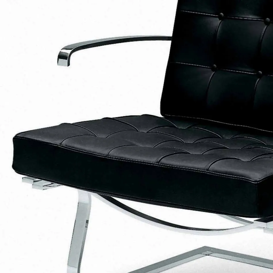 Sillón de oficina de cuero con estructura de acero Made in Italy - Speranza Viadurini
