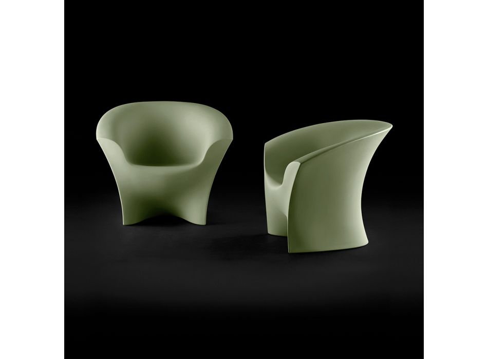 Sillón de diseño para exterior en polietileno mate o lacado Made in Italy - Conda Viadurini