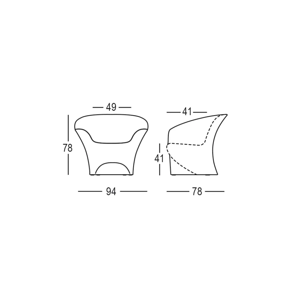 Sillón de diseño para exterior en polietileno mate o lacado Made in Italy - Conda Viadurini