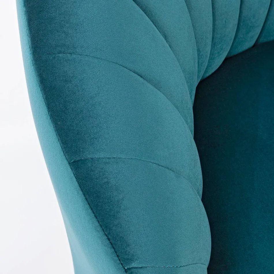 Sillón de diseño elegante para sala de estar de lujo en acero y terciopelo - Courtney Viadurini