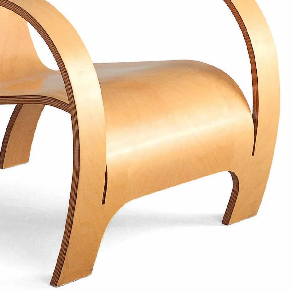 Sillón de diseño en madera contrachapada negra o acabado de abedul Made in Italy - Galatea Viadurini