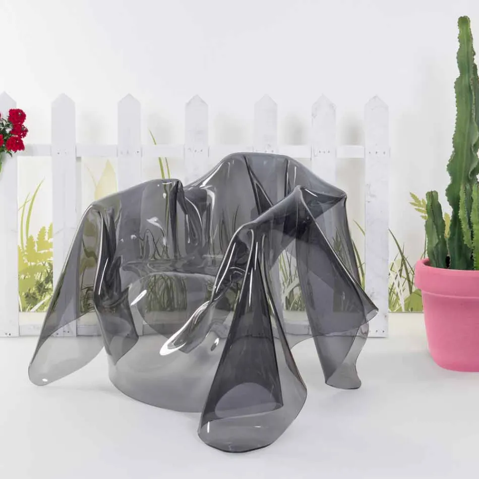 Sillón de diseño moderno en plexiglás ahumado de París, hecho en Italia Viadurini