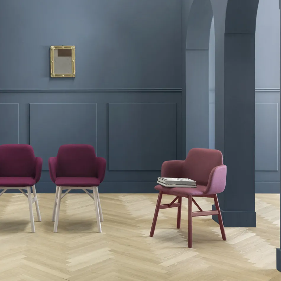 Sillón de alta calidad con asiento de terciopelo o tela Made in Italy - Molde Viadurini