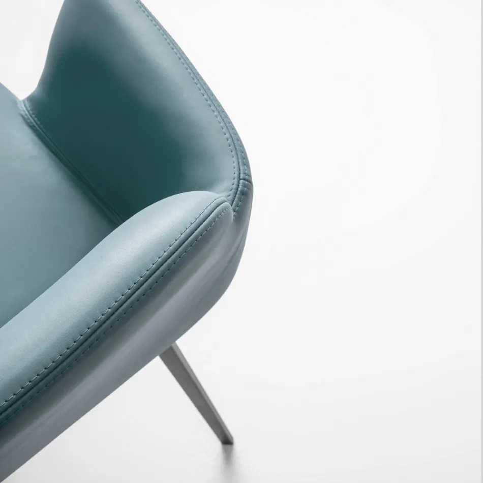 Sillón de alta calidad en cuero y metal pintado Made in Italy - Molde Viadurini
