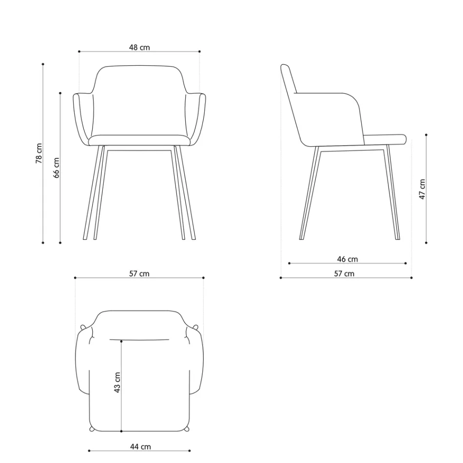 Sillón de alta calidad en cuero y metal pintado Made in Italy - Molde Viadurini