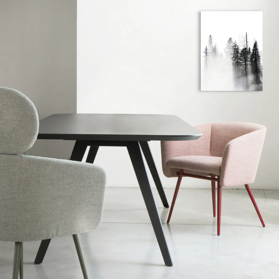 Sillón de tela de alta calidad con base de metal Made in Italy - Bergen Viadurini