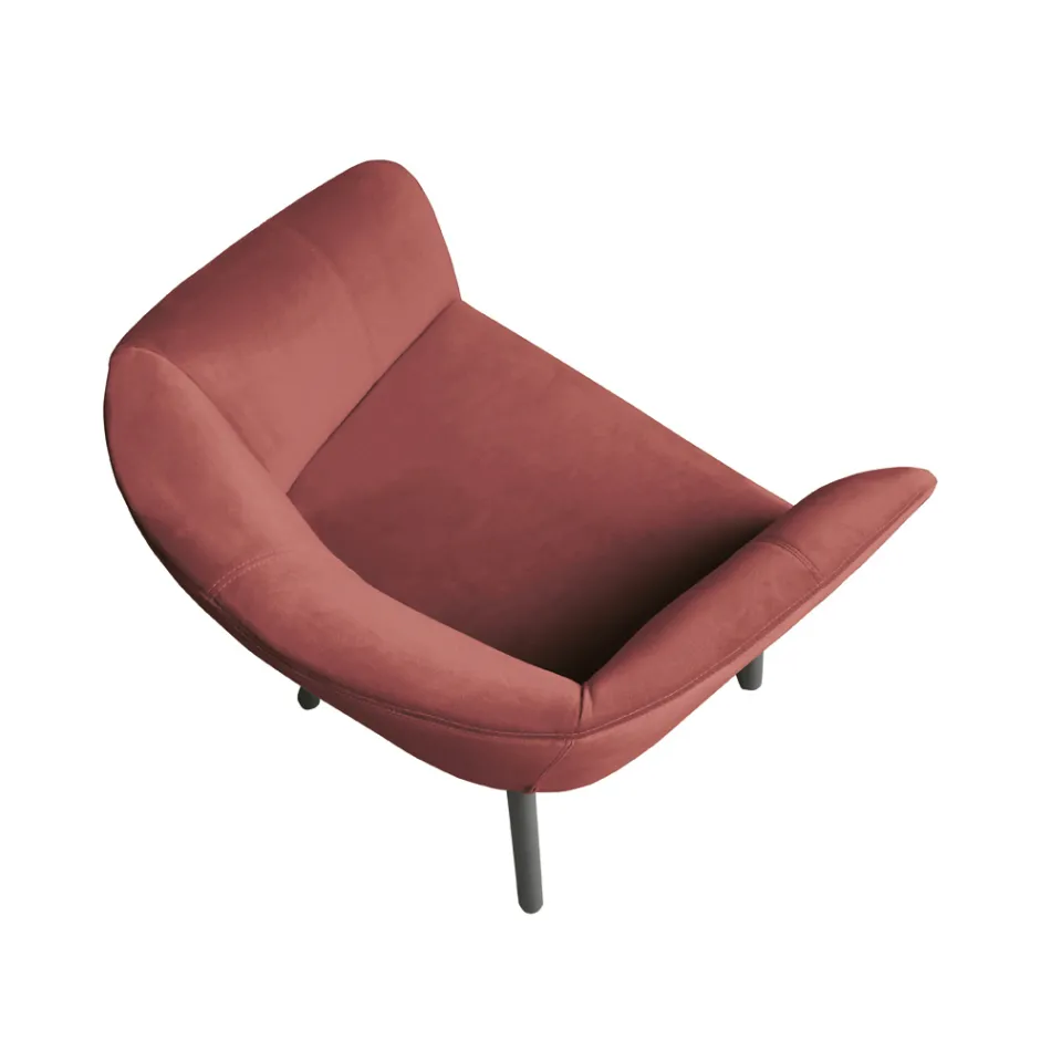 Sillón de terciopelo de alta calidad con base de haya Made in Italy - Bergen Viadurini