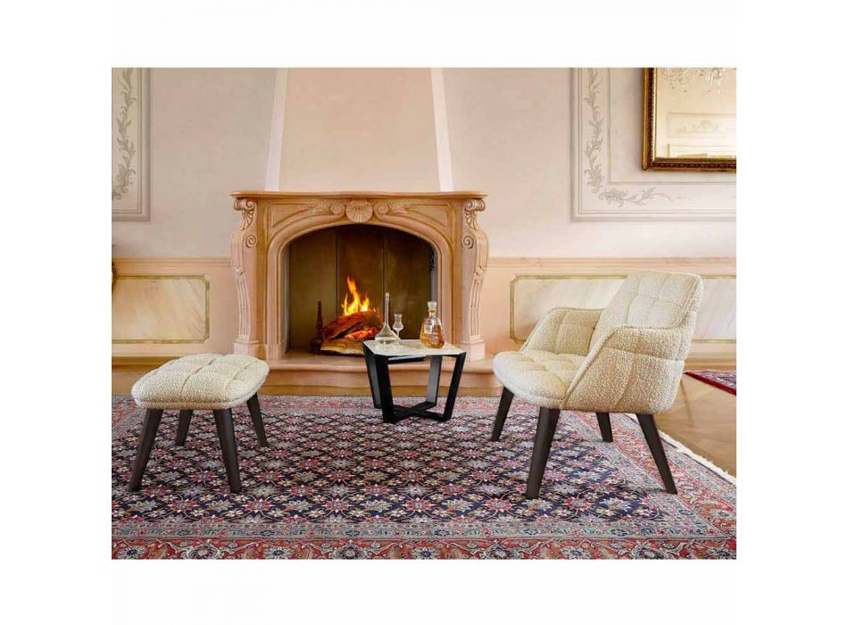 Sillón de diseño tapizado en tela con patas de madera Made in Italy - Clera Viadurini