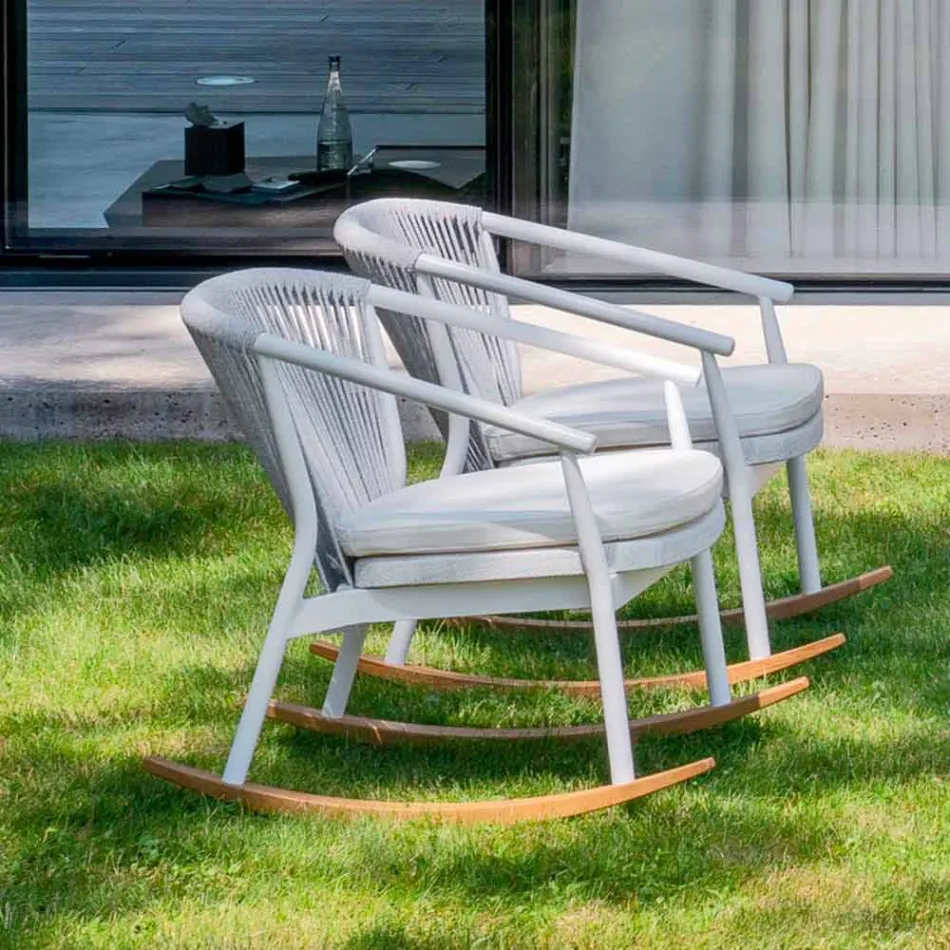 Sillón mecedora de jardín de tela sólida y tapizada - Smart by Varaschin Viadurini