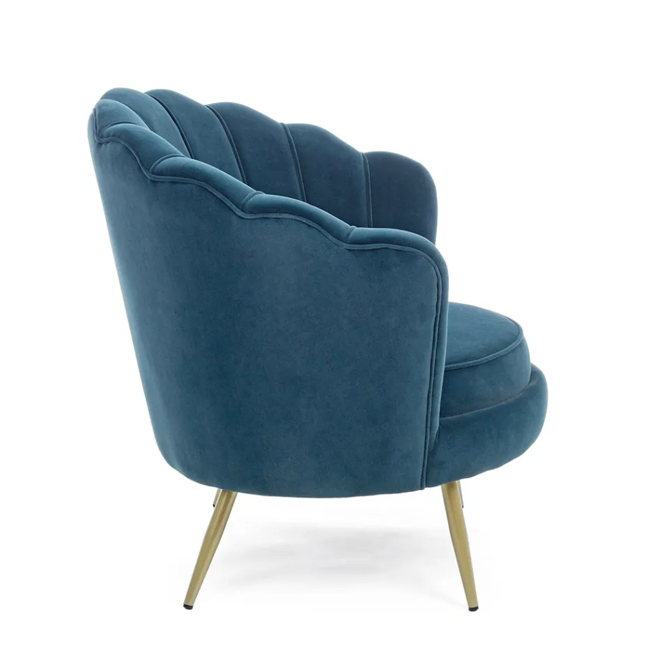 Sillón De Salón Tapizado Elegante Efecto Terciopelo 3 Acabados - Geppy Viadurini