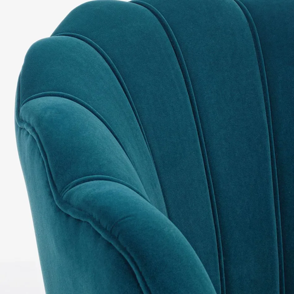 Sillón De Salón Tapizado Elegante Efecto Terciopelo 3 Acabados - Geppy Viadurini