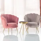 Sillón De Salón Tapizado Elegante Efecto Terciopelo 3 Acabados - Geppy Viadurini