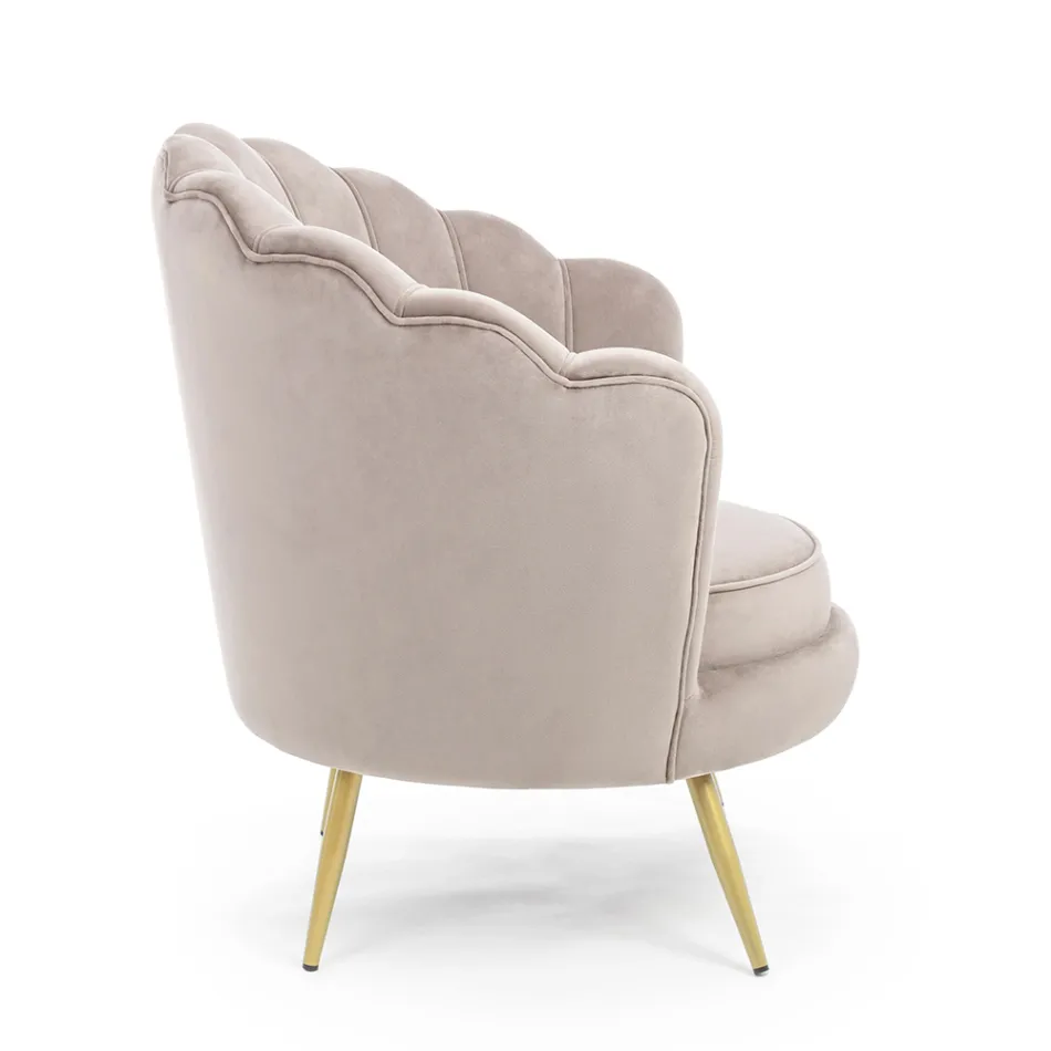 Sillón De Salón Tapizado Elegante Efecto Terciopelo 3 Acabados - Geppy Viadurini