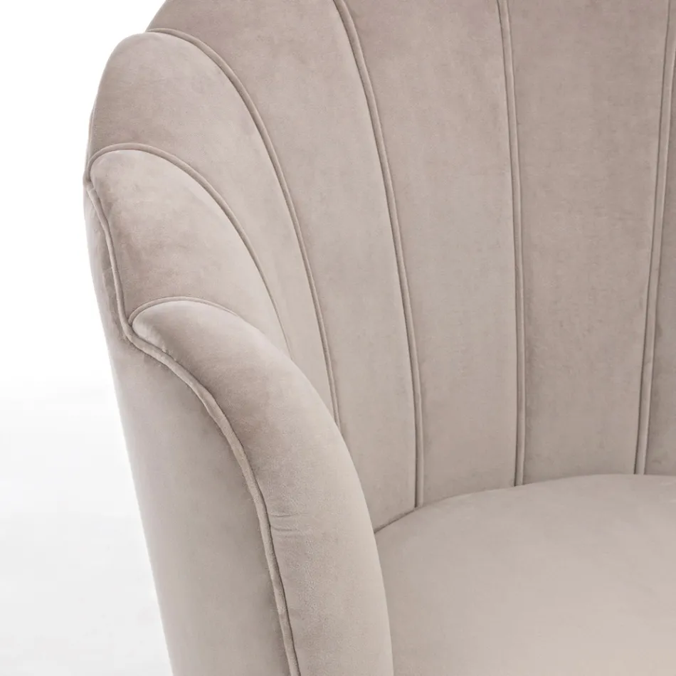 Sillón De Salón Tapizado Elegante Efecto Terciopelo 3 Acabados - Geppy Viadurini