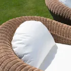 Sillón para exterior en ratán sintético tejido y tela blanca o cruda - Yves Viadurini