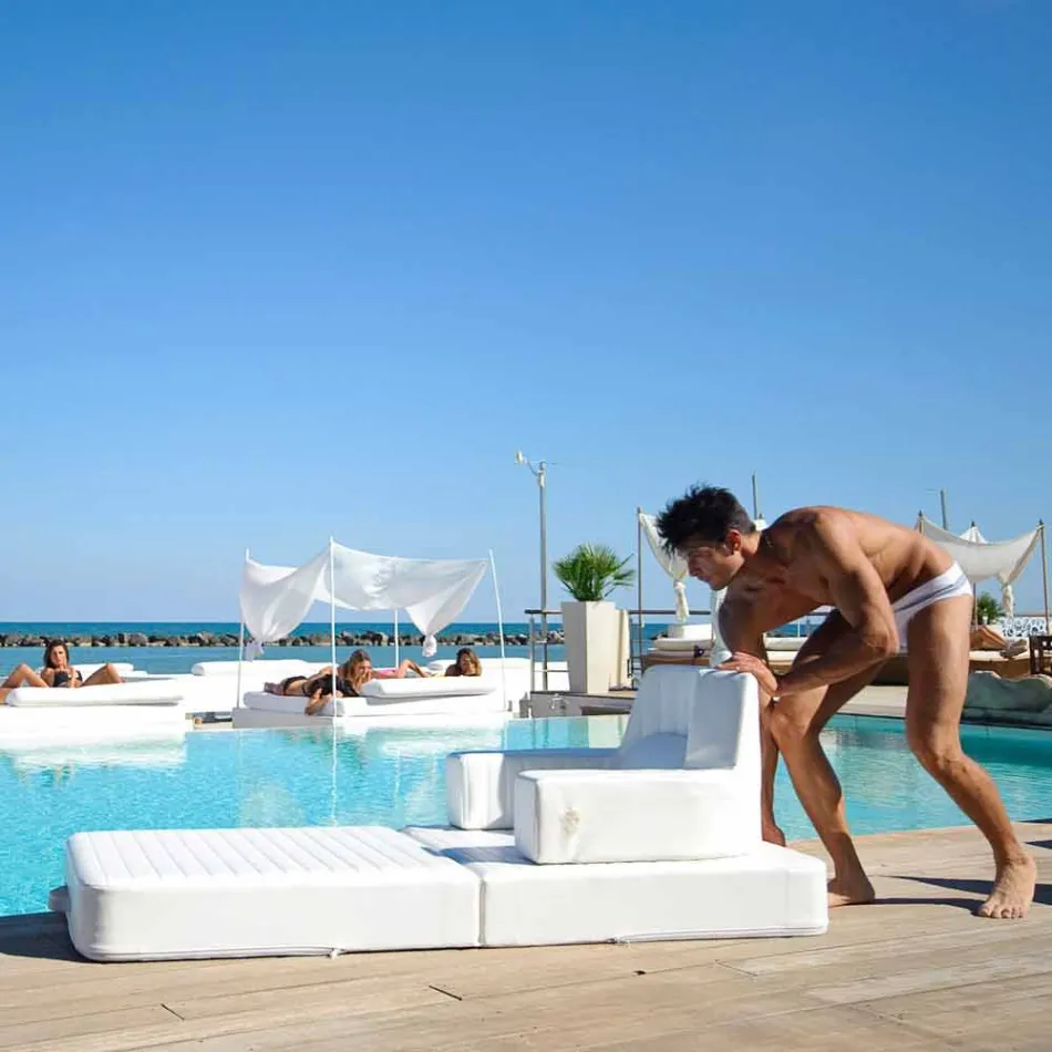 Flotante de lujo sillón Trona diseño blanco, fabricado en Italia Viadurini