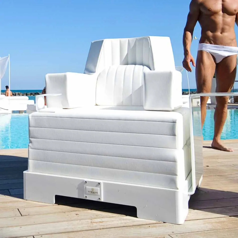 Flotante de lujo sillón Trona diseño blanco, fabricado en Italia Viadurini