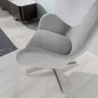 Sillón giratorio con base de metal y asiento de tela - Sereno Viadurini
