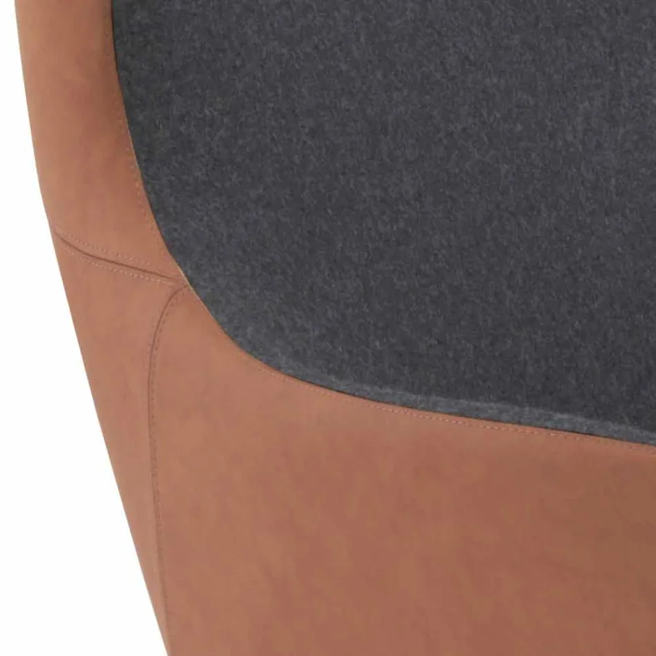 Sillón giratorio de cuero con base de madera Made in Italy - Mariposa Viadurini