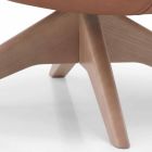 Sillón giratorio de cuero con base de madera Made in Italy - Mariposa Viadurini