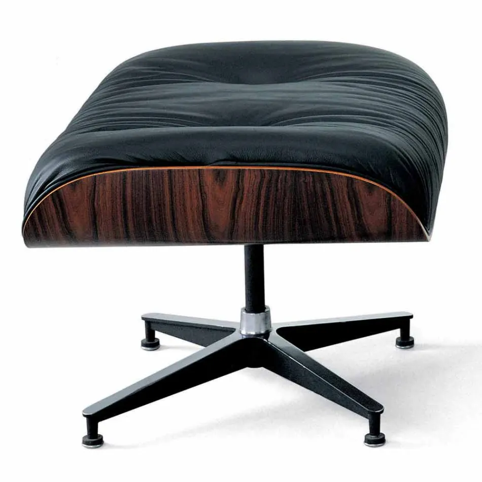 Sillón giratorio tapizado en cuero con reposapiés Made in Italy - Maestrale Viadurini