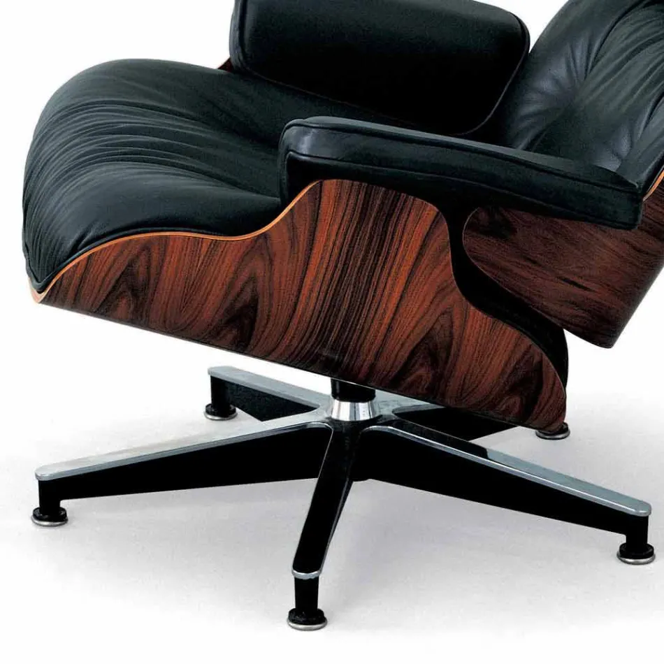 Sillón giratorio tapizado en cuero con reposapiés Made in Italy - Maestrale Viadurini