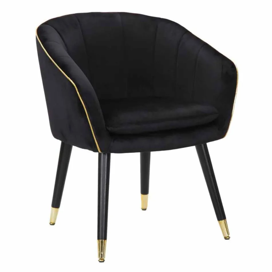 Sillón Tapizado en Madera y Tela de Diseño Moderno - Maddy Viadurini