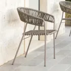 Sillón de jardín apilable en acero y cuerda Made in Italy 2 piezas - Ragnar Viadurini