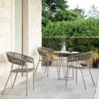 Sillón de jardín apilable en acero y cuerda Made in Italy 2 piezas - Ragnar Viadurini