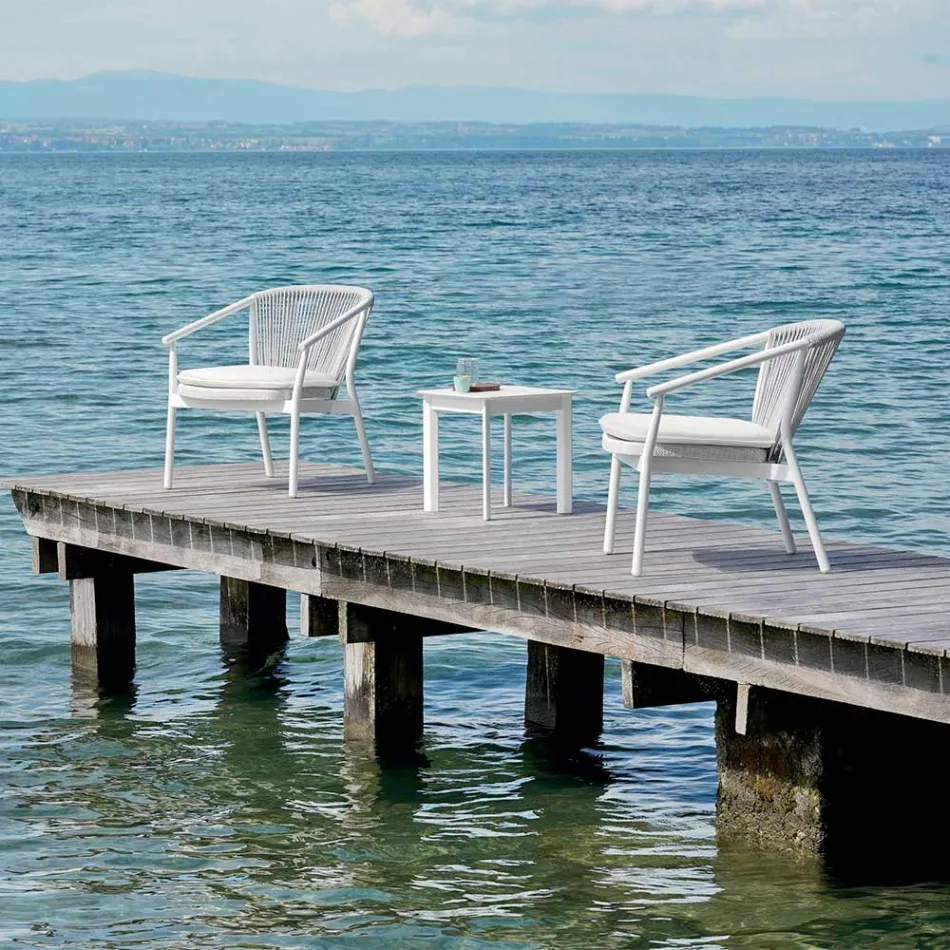 Sillón de jardín apilable de aluminio y tela - Smart By Varaschin Viadurini