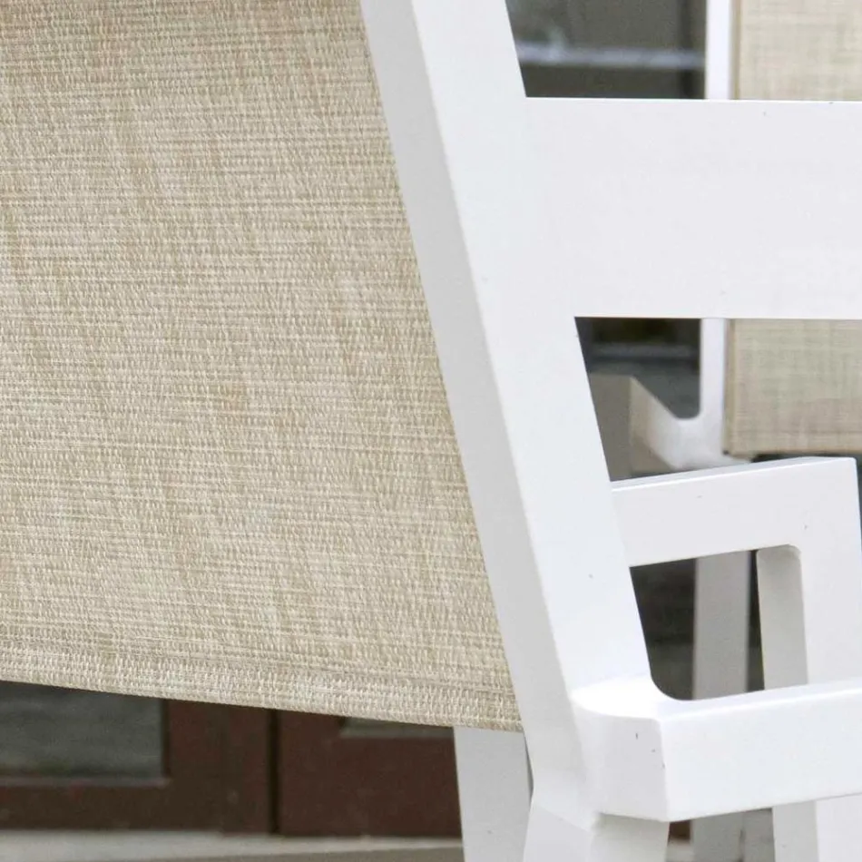 Silla de jardín apilable de textilene beige y aluminio - Foglio Viadurini